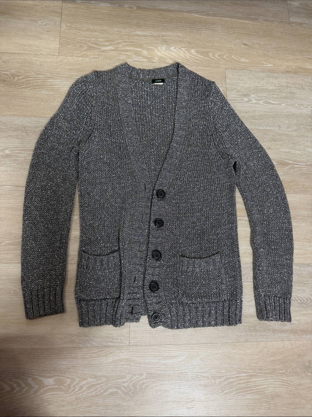 J. Crew Metallic Sparkly Grey Cardigan